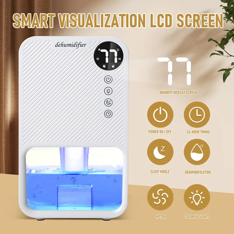 Mini Dehumidifier 1500ml Portable, Bathroom - Ultra Quiet & Auto Shut Off Dehumidifier For Humid Climates Low Energy Household