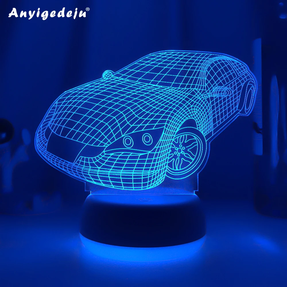 Lampe d'illusion 3D pour voiture de sport, pour chambre d'enfant