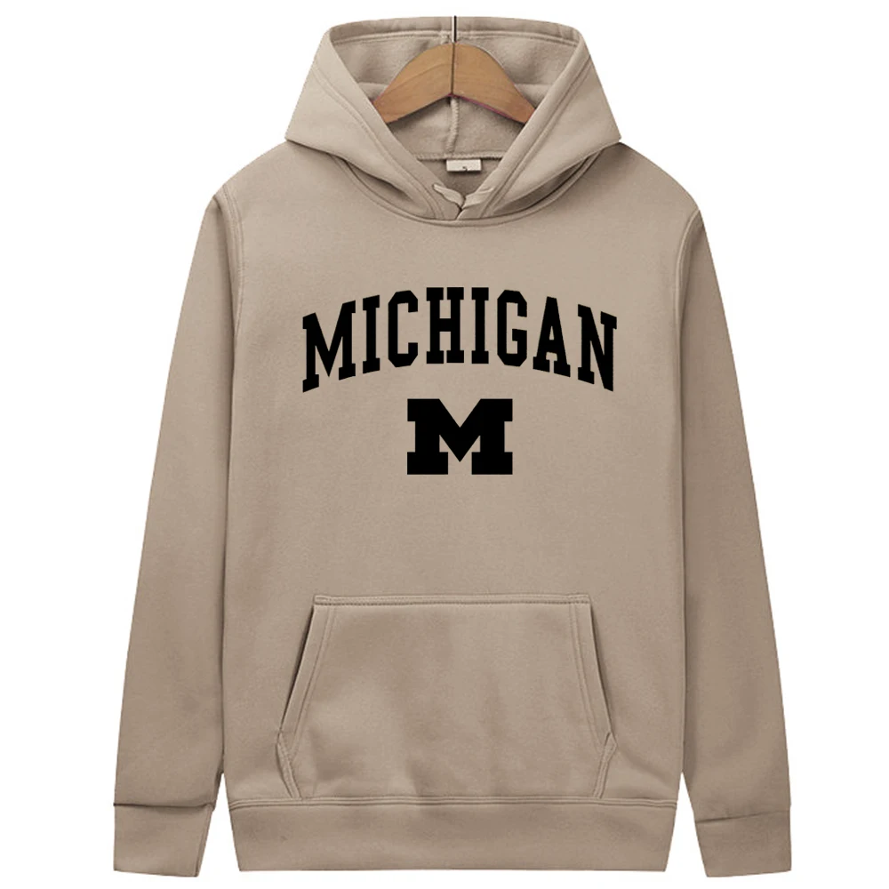 thumbnail image 1 of Sudadera con capucha para hombre y mujer, suéter Unisex con estampado de letras de Míchigan, moda informal para estudiantes y parejas, Otoño e Invierno, 1 of 5
