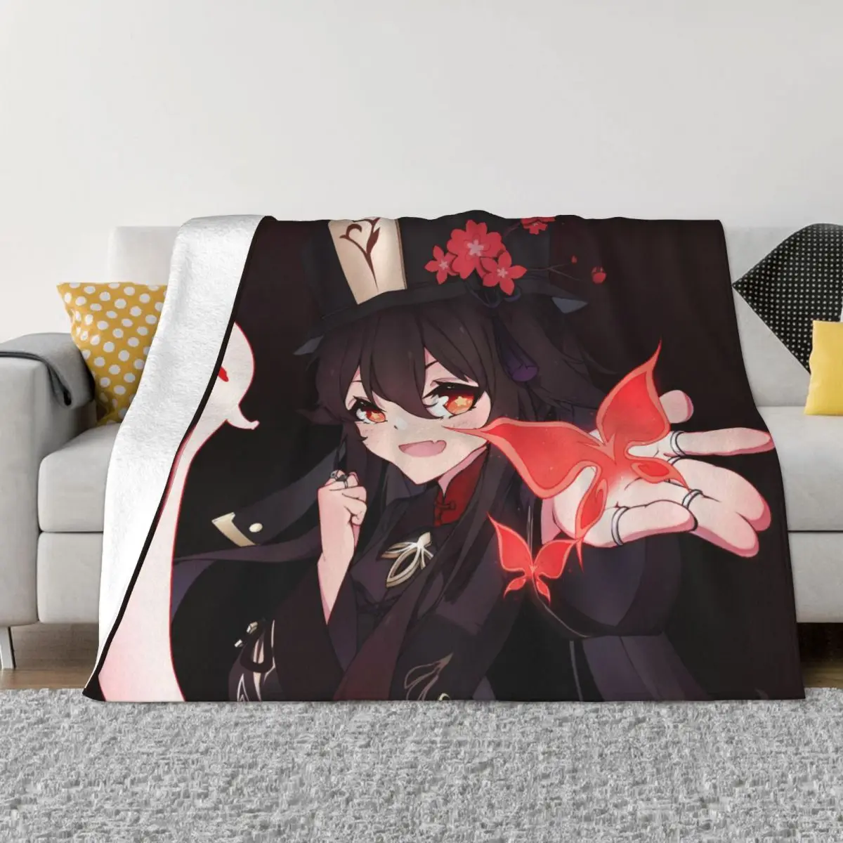 

Genshin Impact Hutao Blanket Winter Warmth Hypoallergenic Throw Blankets for Easy Care Machine Home Decor Blankets