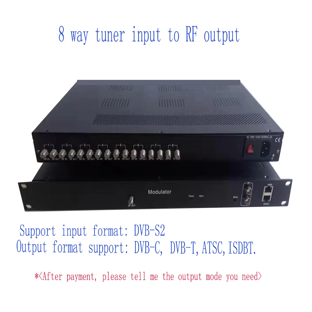 8-Channel Tuner To RF Output, DVB-S2 Input To DVB-C/DVB-T/ISDBT/ATSC Output, TV System Front-end Equipment