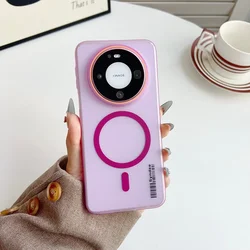 Translucent Frosted PC Magsafe Magnetic Phone Case with Wireless Charging Capability for Huawei Enjoy 70X (Pink)