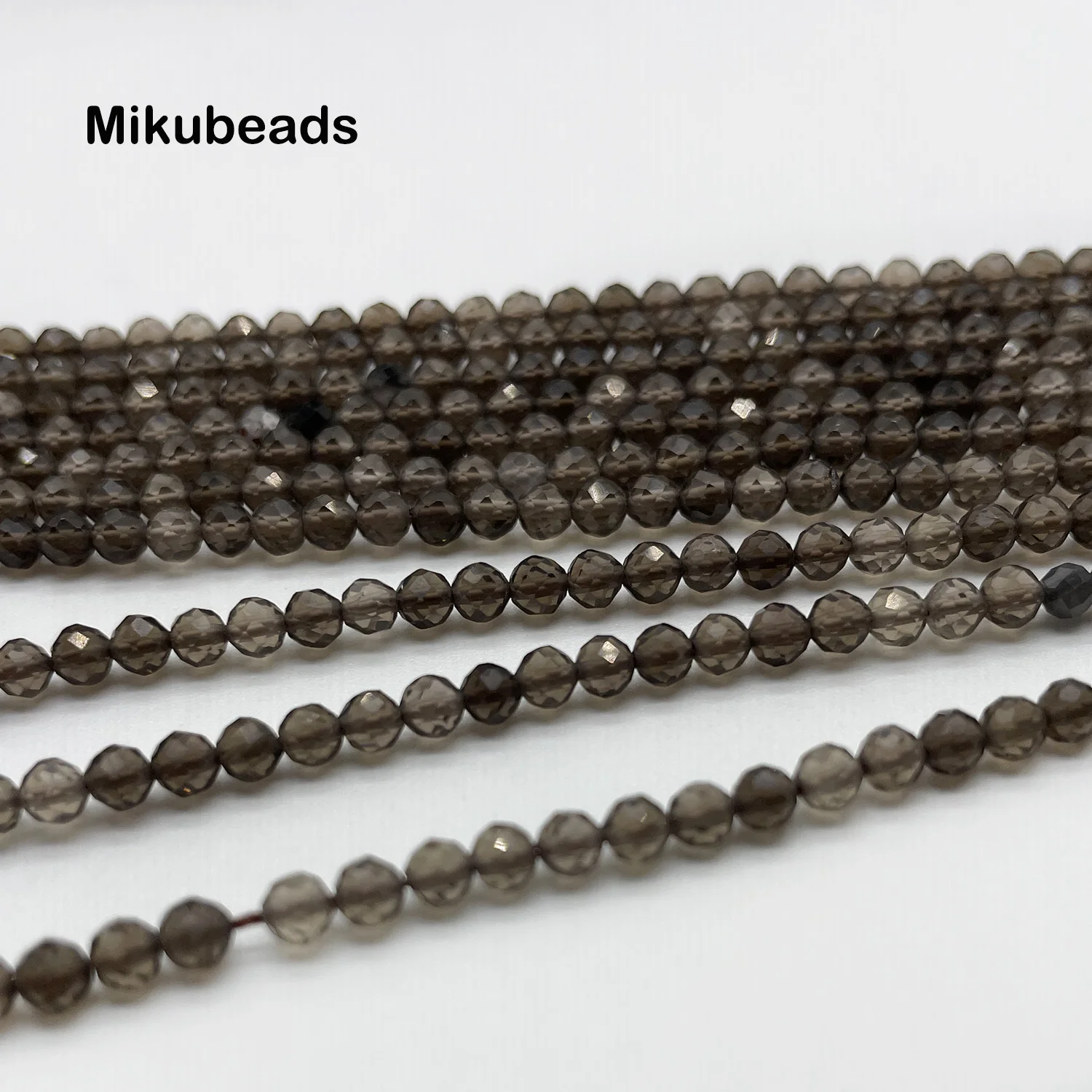 Wholesale Natural Smoky Quartz 3mm 4mm Round Faceted Loose Beads For Jewelry Making Bracelet Necklace DIY Free Shipping 4