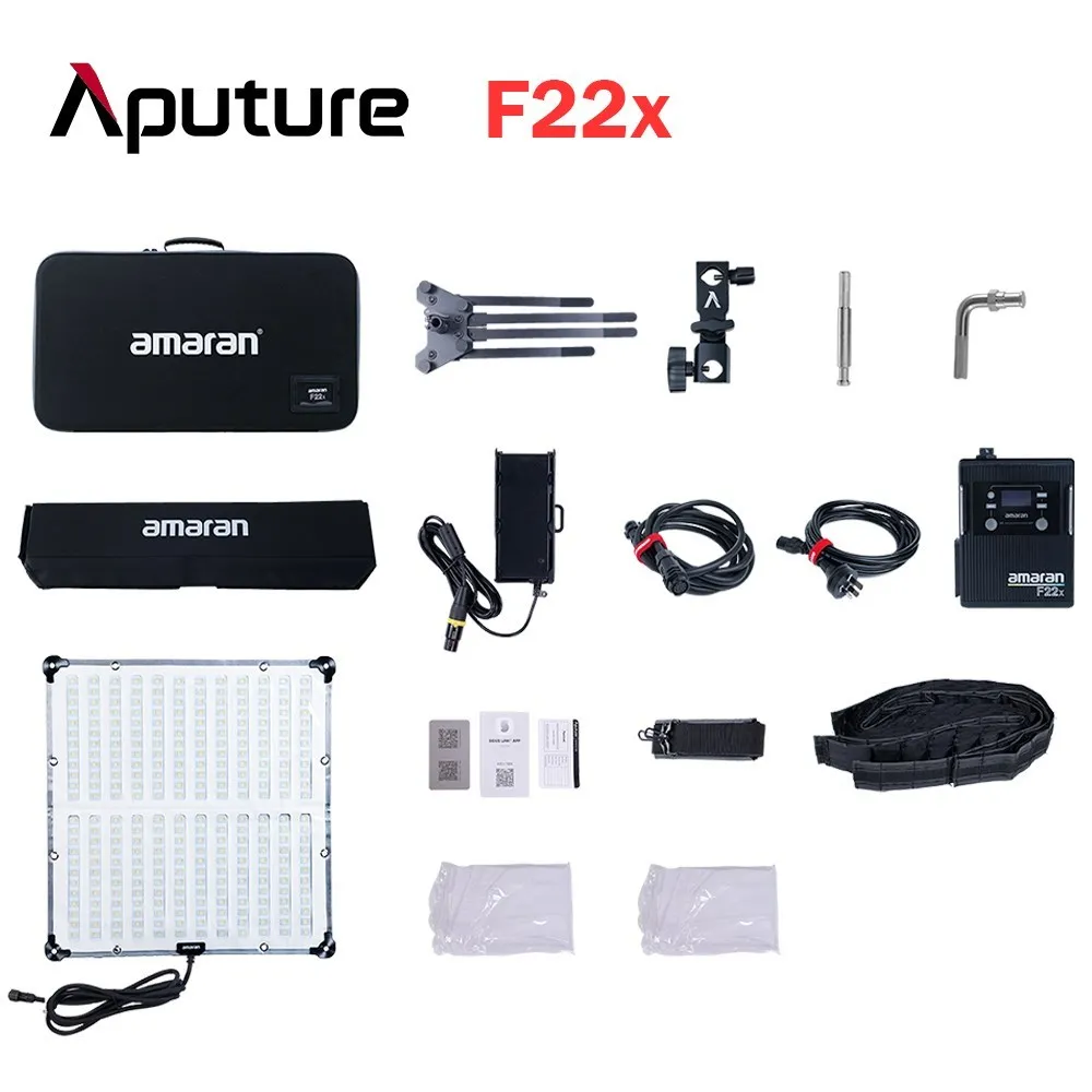 Aputure Amaran F22C F22X 유연한 조명, RGBWW 풀 컬러 비디오 조명, 2500-7500K 스튜디오 램프, 그리드 소프트 박스 포함