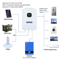 Onduleur solaire hybride triphasé 12kw, 48vdc à 230/400vac, onde Pure, double MPPT intégré, contrôleur de chargeur 260a, prise en charge parallèle 6