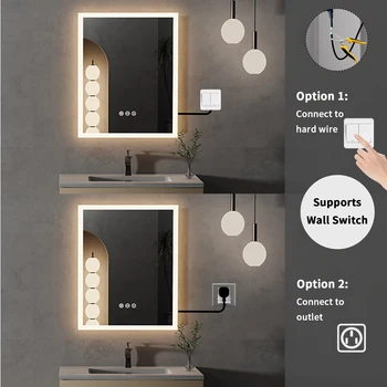 16x20 inch LED Lighted Bathroom Mirror with Anti-Fog, Wall Mounted Vanity Mirror with Smart Touch Button, Memory Function 6