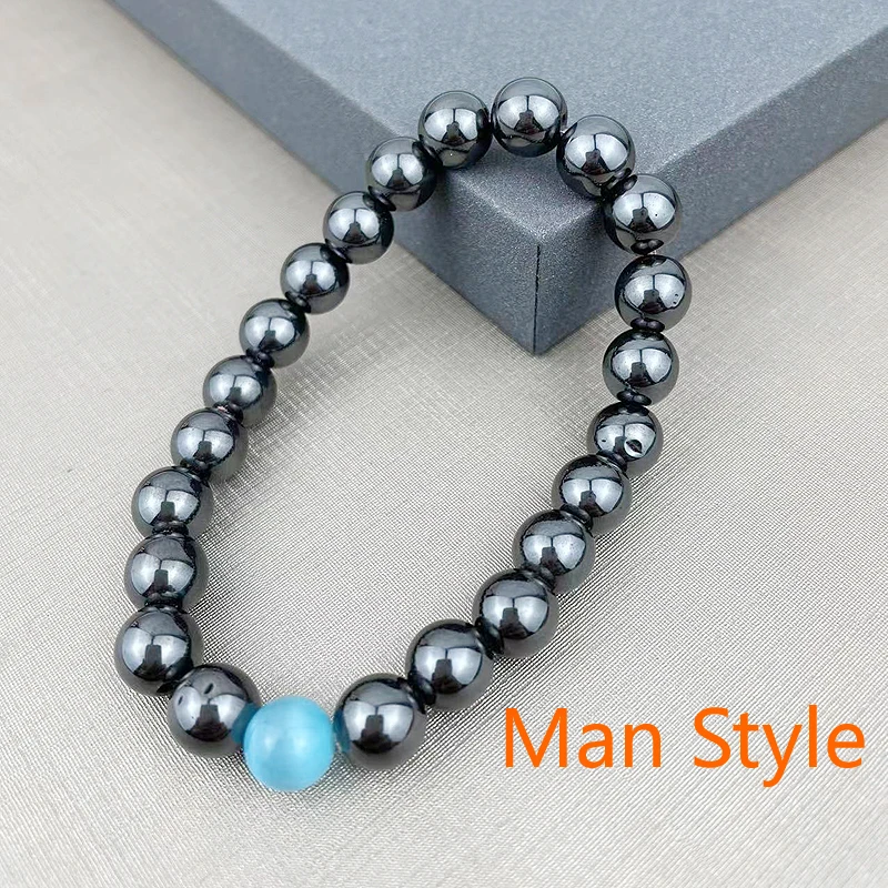 Tiki Fnaf 2 Rupee Item 8 Pollici Popular Muslimance Personality Man 8Mm Black Ematite Pulseras Cats Eye Lucky Beaded Bracelet Jewelry