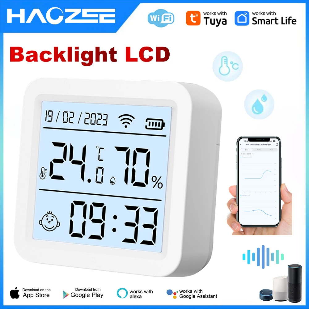 Tuya Smart WIFI Temperature And Humidity Sensor Indoor Hygrometer Thermometer Support Alexa Google Assistant temperature humidity sensor temperature humidity meter