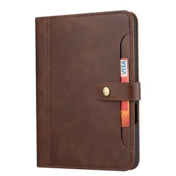 ELVE Luxury Flip Leather Book Tablet Cover with Card Slot and Stand Sleeve for iPad Mini 7(2024 (Brown Case)