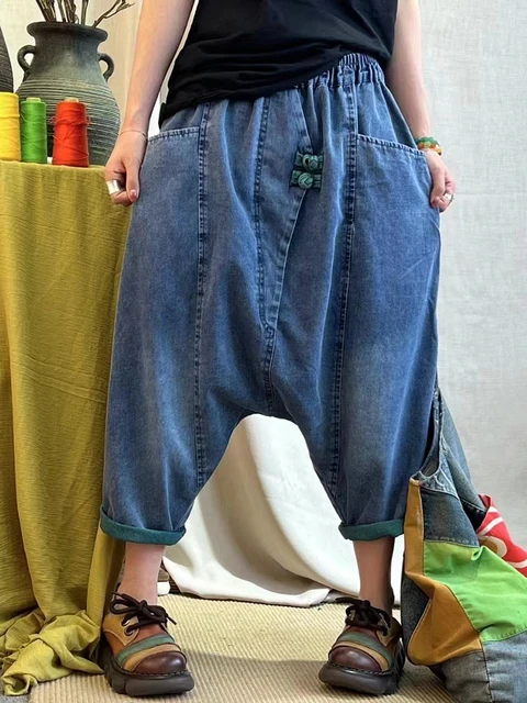 AmaxluluE 2025 été dames chinois lâche pantalon croisé femmes de luxe décontracté Harajuku jean dames classique Vintage Denim pantalon 3