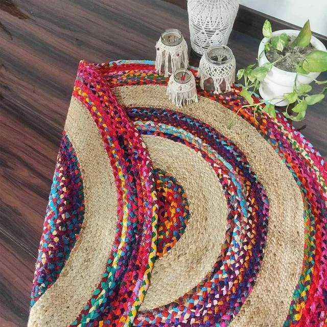 Rug Jute Cotton Round 100% Handmade Carpet Reversible Braided Modern Rustic  Look Rugs Living Room Kitchen Mat - AliExpress