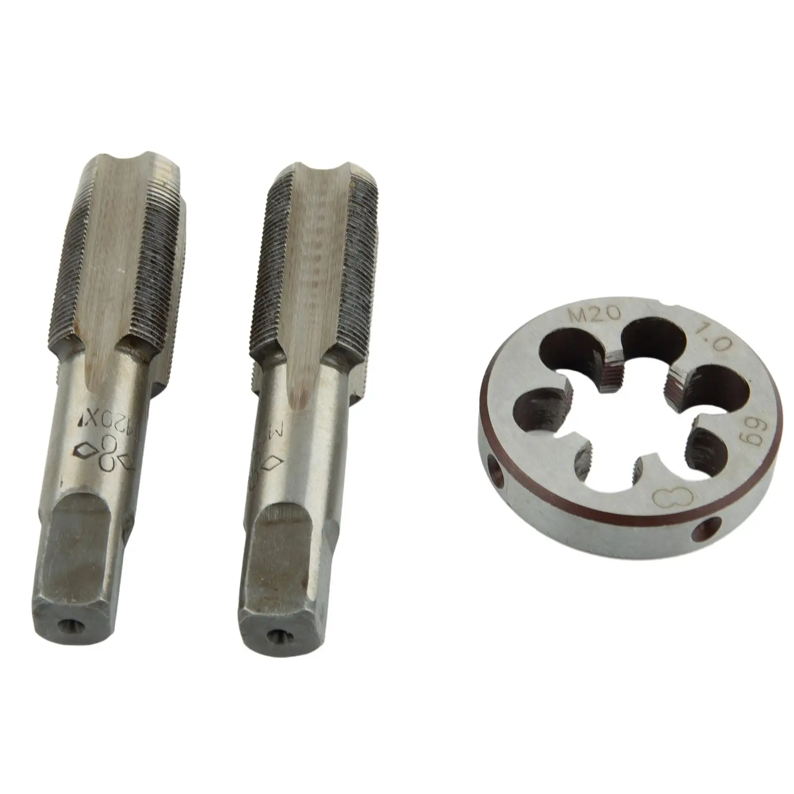 M20 x 1mm HSS 테이퍼 탭 및 다이 메트릭 나사 세트 오른손 절삭 공구 3피스 패키지 전문가용