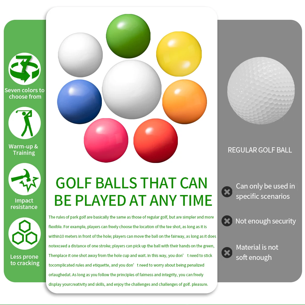 Golf Balls Outdoor Park Golf Balls Durable Multicolor 6cm 2.3 in