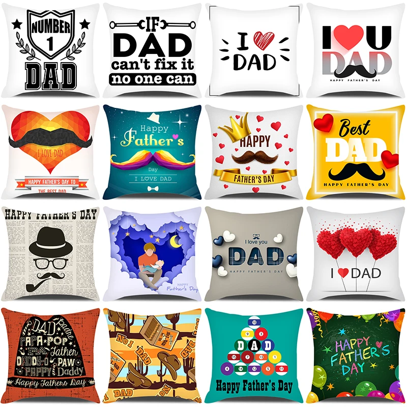 

2022 Happy Father's Day Gifts Throw Pillow Cover 45x45cm LOVE Heart Prinred Pillowcase Home Holiday Decorations Cushion Cover