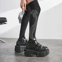 2025 New Punk Style Women Shoes Lace-up Heel Height 6CM Platform Shoes Woman Metal Decor Woman Sneakers Gothic Ankle Rock Boots