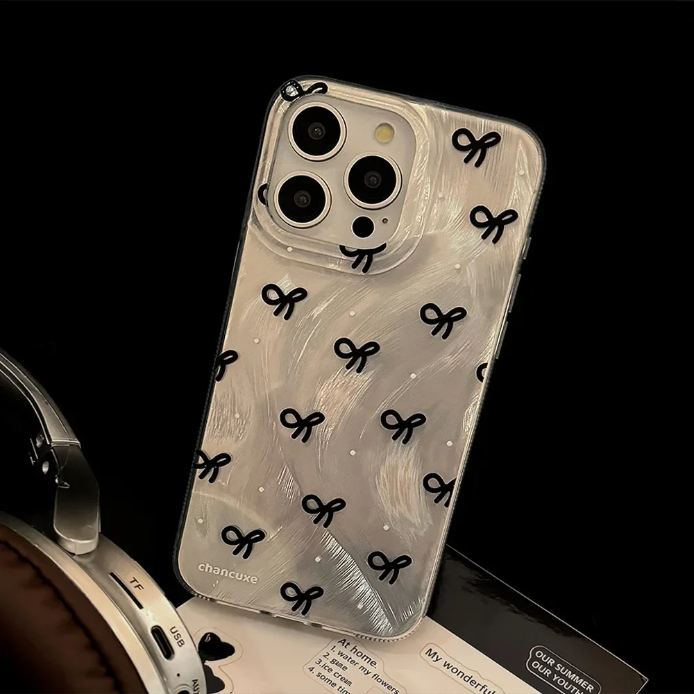 Luxury Laser Silver Bow Knot Phone Case - Premium Hard Cover