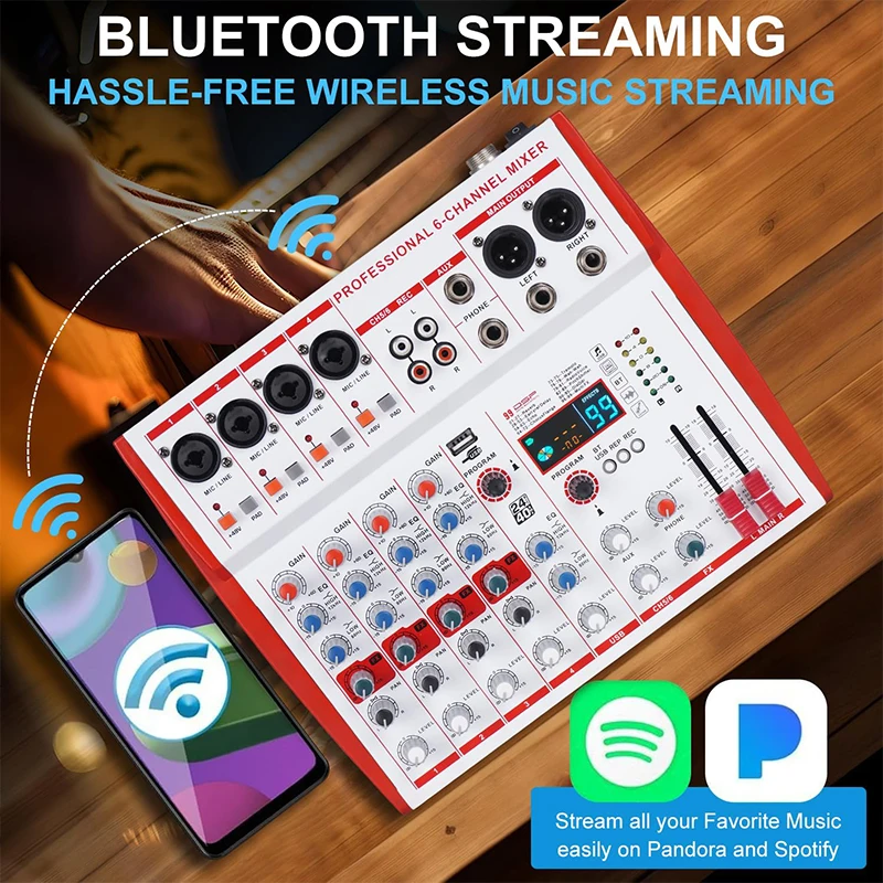 【新品未使用】6チャンネル DJオーディオミキサー USB Bluetooth 新品未使用】6チャンネル DJオーディオミキサー USB Bluetooth 6