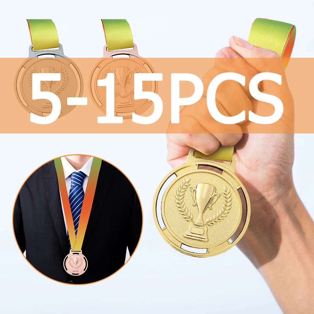 Gold Silver Bronze Award Medal Winner Reward Encourage Badge Competitions Prizes Outdoor Kids Games Toy School Supplies 5/10/15P award medals