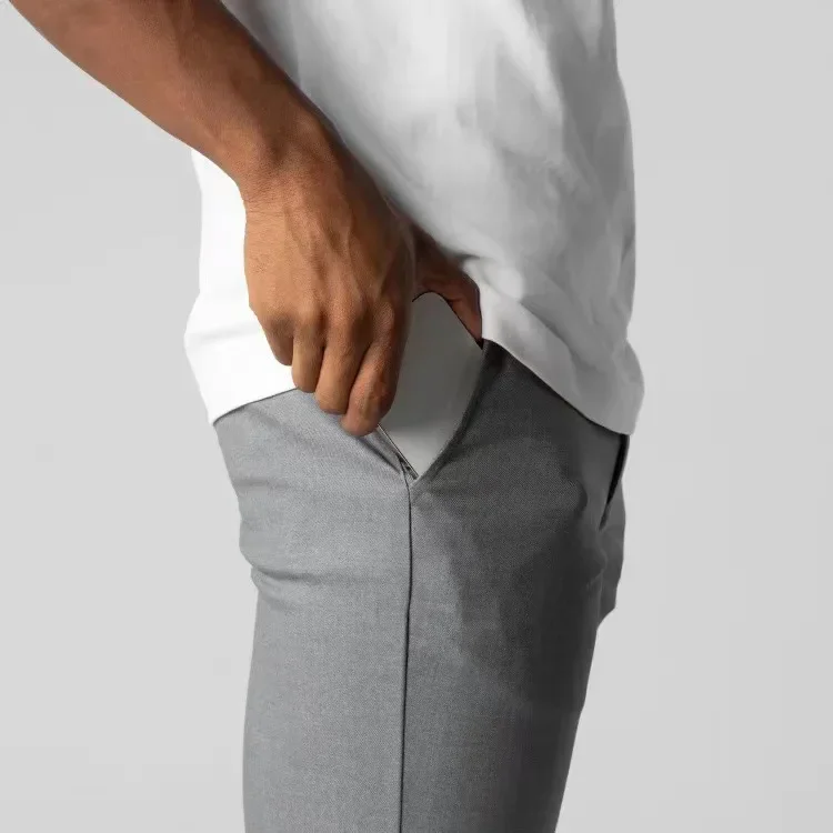 Active Chinos Comfortable Men Long Pants Stylish Slim Fit Ankle Length Casual Soft Breathable Fabric Mid Waist Commuting Wear 4