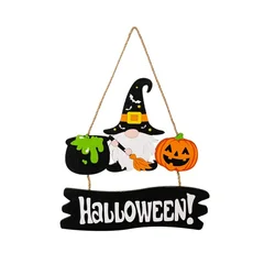 Spooky Halloween Wooden Door Hanging Decorations - Pumpkin and Ghost Themed Decor for Festive DIY Party and Home Atmosphere (G)