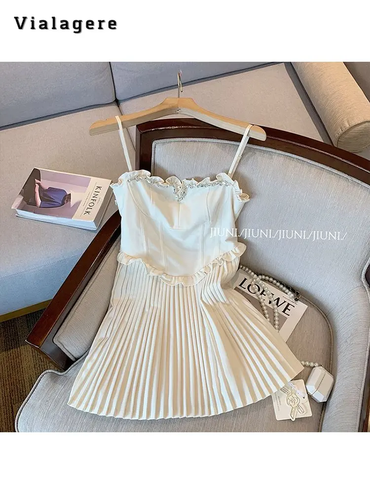 

Women Hotsweet Sexy Backless Slash Neck Patchwork Suspender Dresses 2023 Summer Beach Style Slim Fit Chiffon Party Club Dress