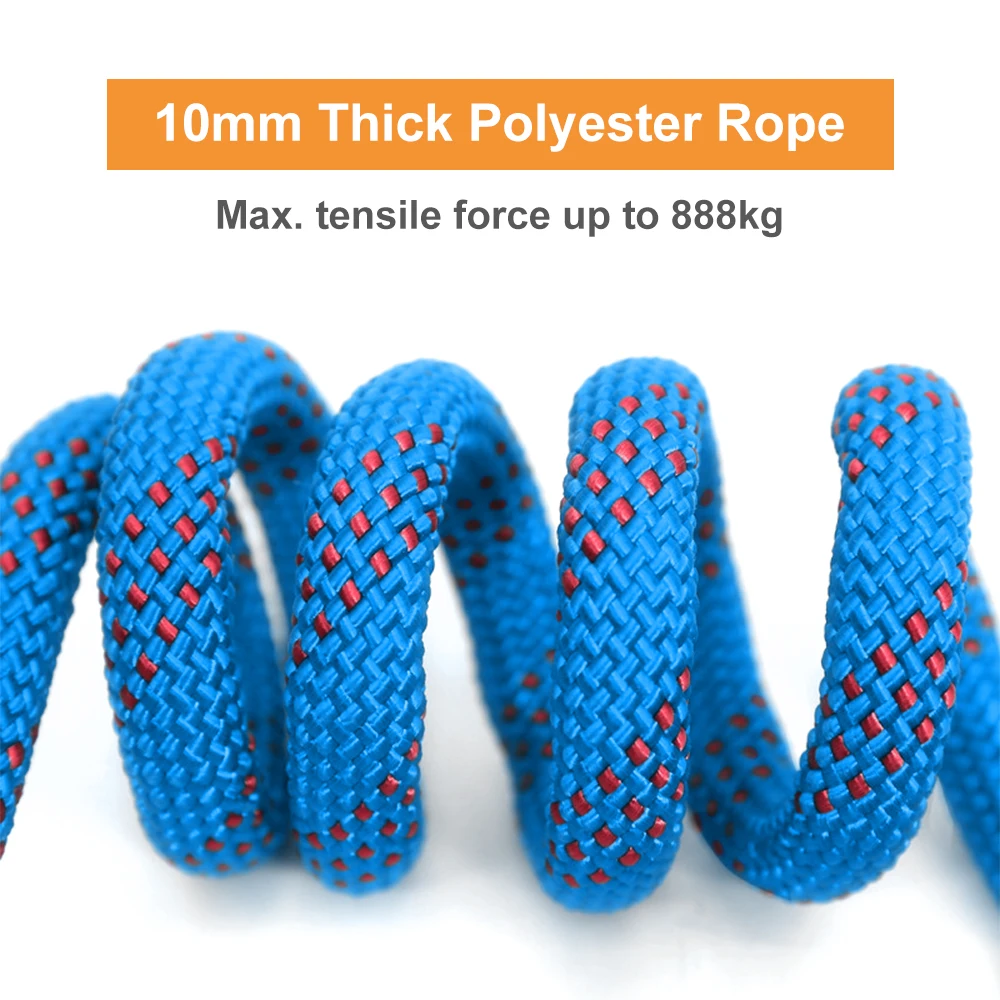 Climbing Rope climbing rope Tomshoo 10mm Rock Climbing Rope 10M/20M/30M Outdoor Static Rapelling Rope Fire Rescue Safety Escape Climbing Emergency Cord