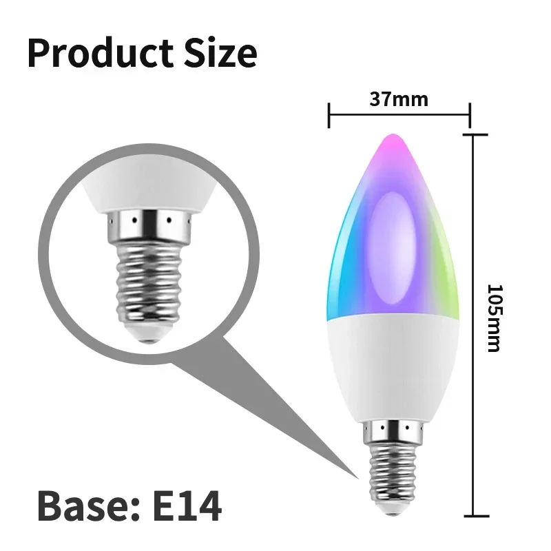 Smart LED Light Bulbs TNCE Tuya E14 WIFI Bluetooth zigbee RGB Dimmable Candle Smart Life APP Control Voice Alexa Google home