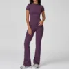Women  Yoga Set 2PCS Workout Set Sportswear Gym Clothing Fitness Long Sleeve High Waist Leggings Cycling Shorts Sports Suits