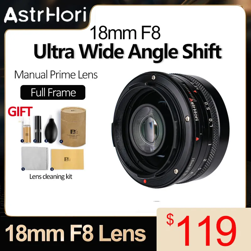 Astrhori 18Mm F8 Tilt Shift Lens Full Frame Ultra Wide Angle Lens Manual Prime Lens For Canon Rf/Nikon Z/Sony E Mount/Leica L