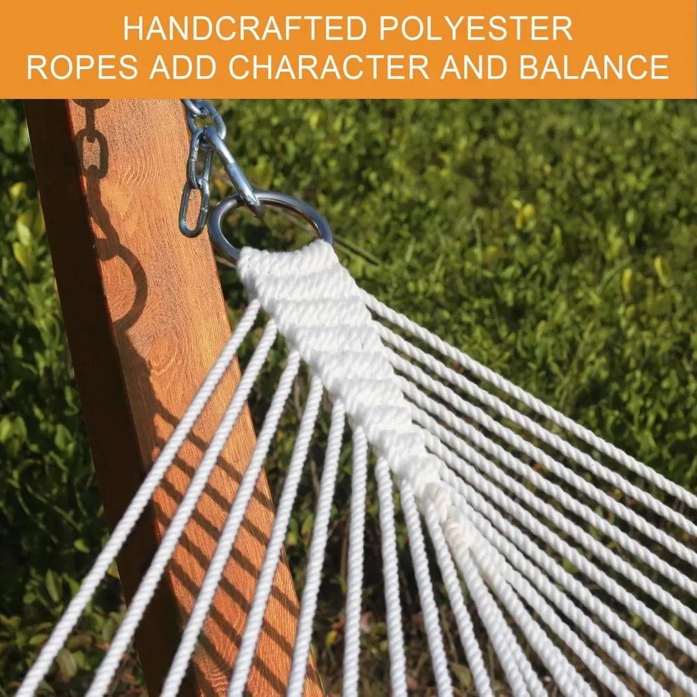 12 FT Double Quilted Fabric Hammock and 13 FT Wooden Arc Stand,Removable Pillow,2 Person Hammock for Outdoor Patio Poolside 4