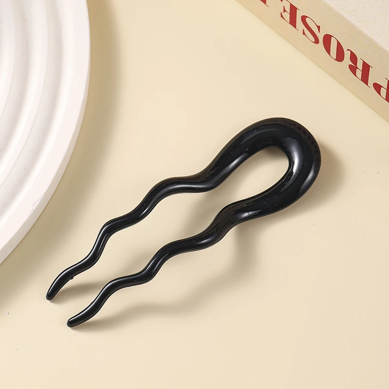 Leopard Acetate Wavy Hair Stick - Vintage Tortoise Hairpin Accessory