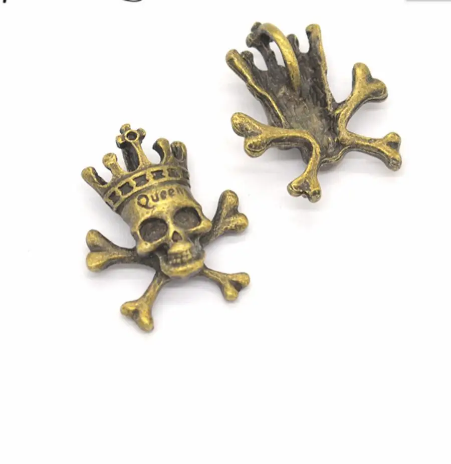 

35pcs Charms Skull crown 22x18mm Tibetan Silver Color Pendants Antique Jewelry Making DIY Handmade Craft Pendant F0225