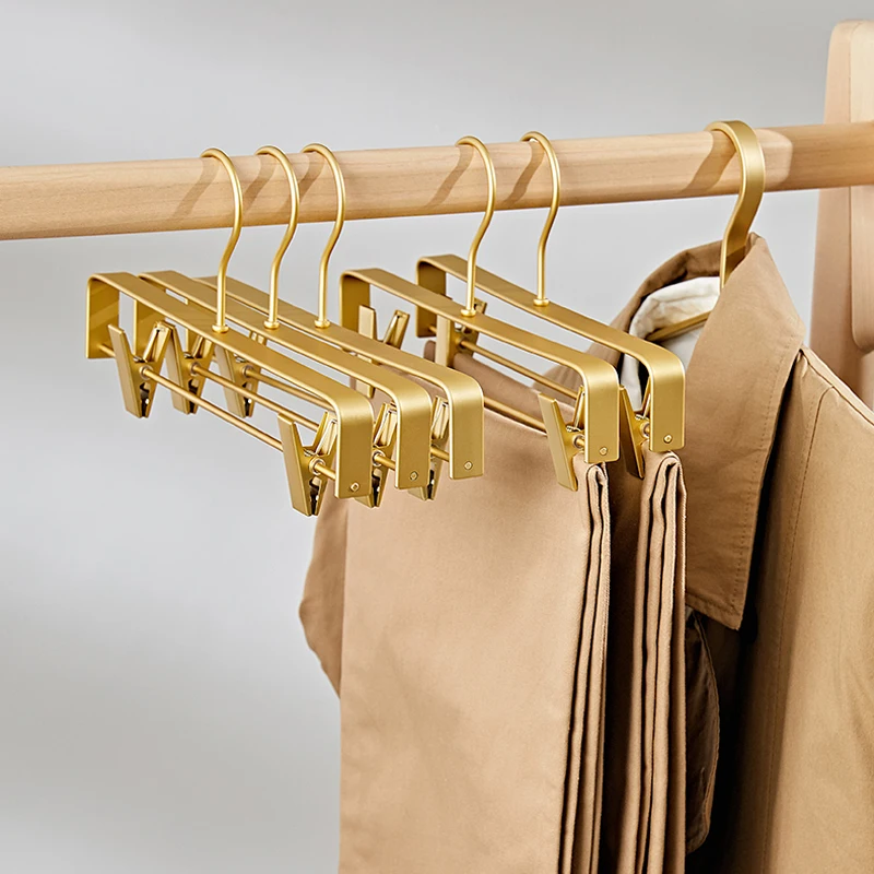 Description Picture 3 of item5pcs Trouser Hanger Pants Socks Women Skirt Display Storage Rack Household Drying Hanger with Movable Anti-slip Clothespin
