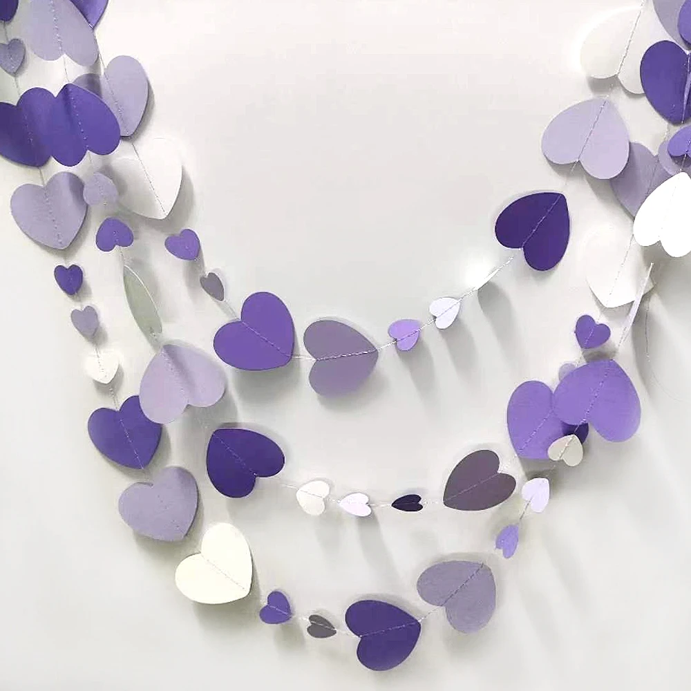 Elegant 13Ft White & Gold Heart Garland Streamer