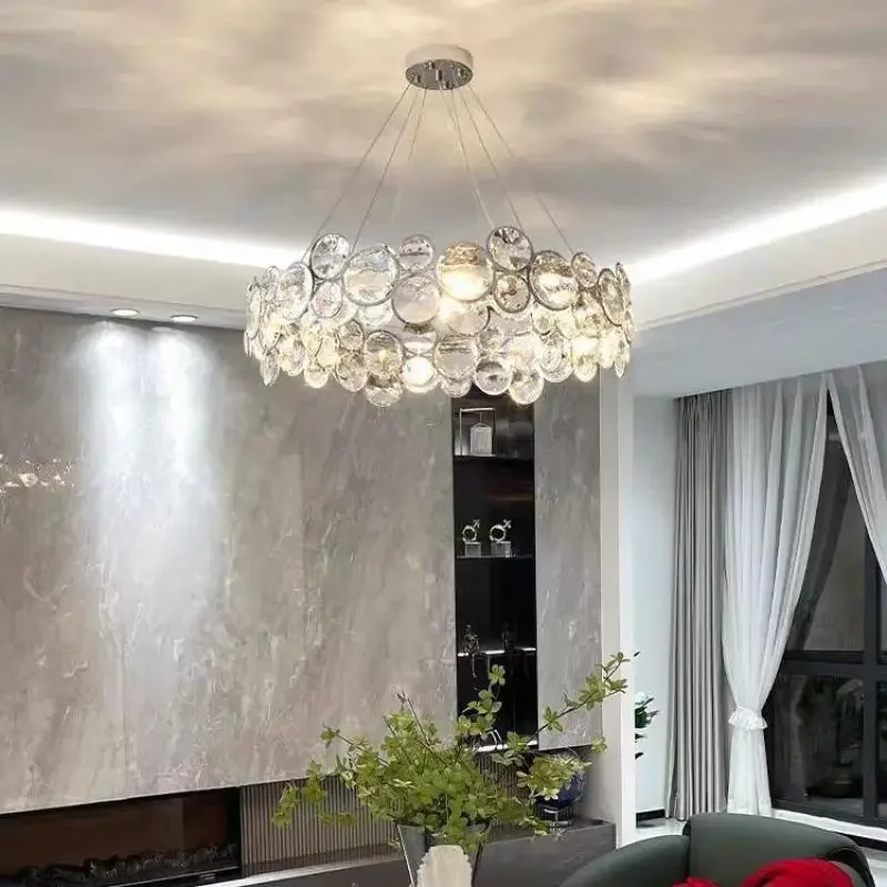 

Modern Led Luxury Round Crystal Ceiling Chandeliers Bubble Pendant Lamp Living Dining Room Bedroom Hanging Light Lustre Decor