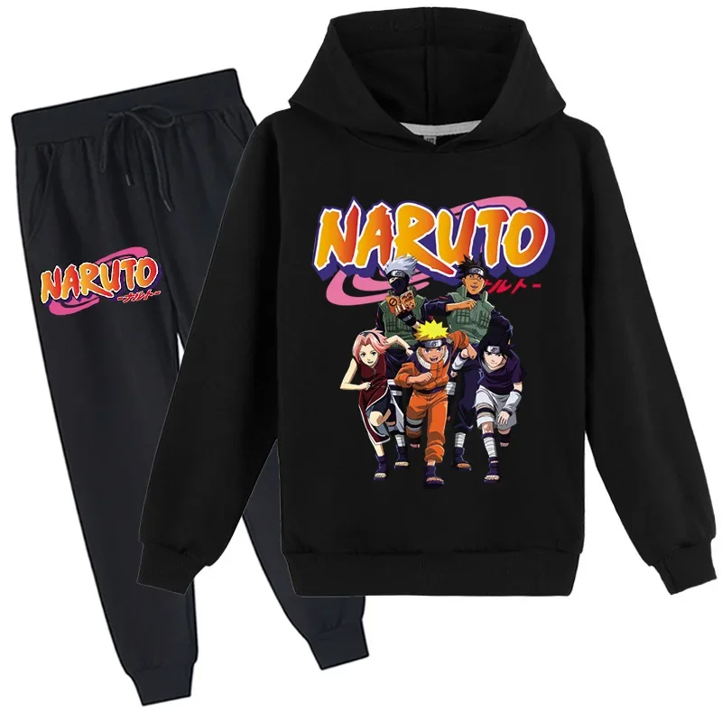 

Naruto Anime Boys Suit New Autumn And Winter Handsome Children's Sportswear Girls Hoodie Sweatshirt Trousers Two-piece Suit