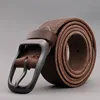 2025 Designer Men's Leather Belt – Premium Top Grain Cowhide, 3.3cm Wide, Vintage Needle Buckle, High-End Retro Style for Jeans