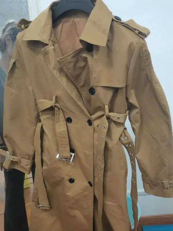 Trench-coat Femme Rose En Cuir D'agneau - Ceinture Cuir - Fait Main - Vintage