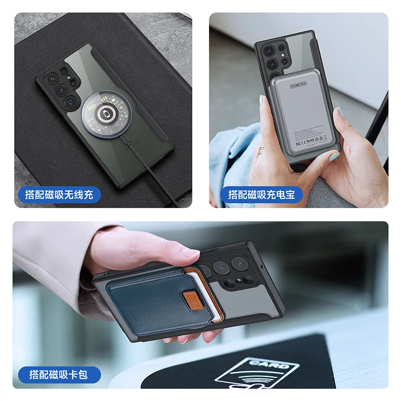 Dux Ducis For Magsafe Strong Magnetic Wireless Charging Wallet Cases For Samsung Galaxy S24 Plus S23 Ultra Back Sleeve Cover