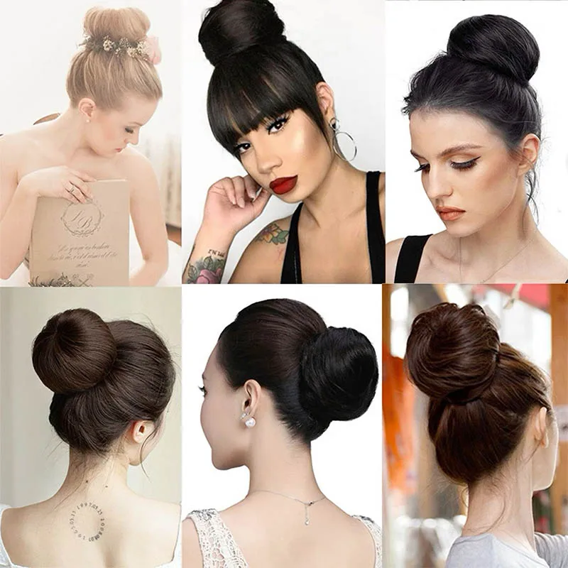 Chignon Sintetico con Cordino in Capelli Lisci di Seta, Adatto per Feste, Matrimoni e Vacanze Femminili - immagine 6