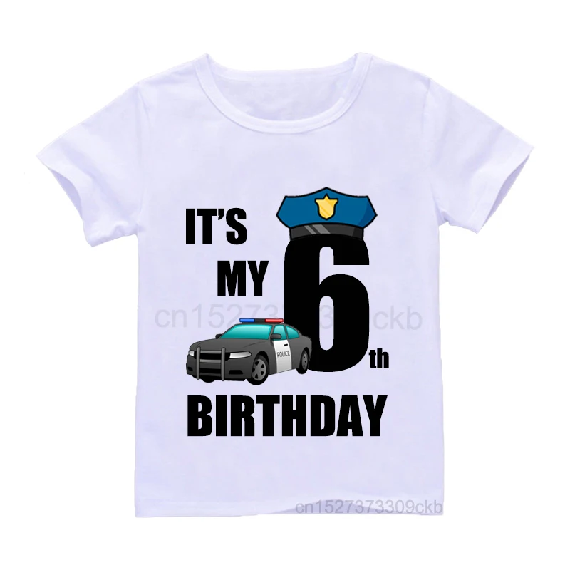 

It's My 1-10 Birthday Number Print T Shirt Kids Policeman Birthday Boy T-shirts Boy&Girl Funny Gift Camiseta Present Outfit