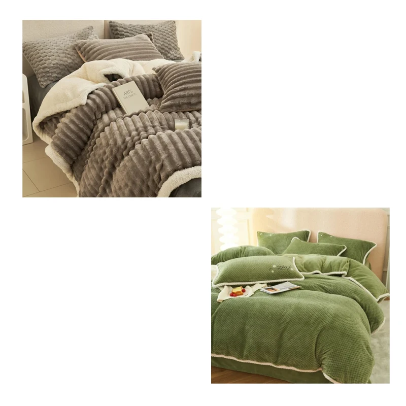 

Duvet Cover 220x240 Nordic Sling Casal Bed Quilt Warm Baby Cashmere Fleece Bedding Cover Winter Flannel Quilt Cover Bed Linen