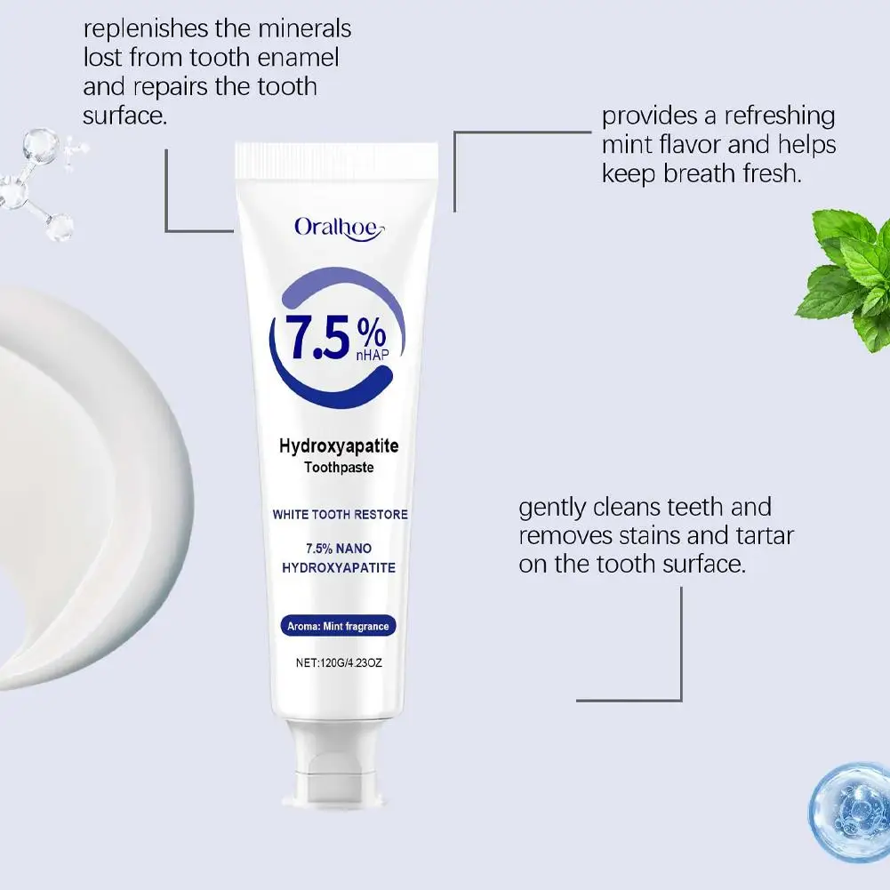 Natural Hydroxyapatite Toothpaste Gentle Mint Breath Refreshing Brightening Intensives Stain Removal Oral Cleaning Care