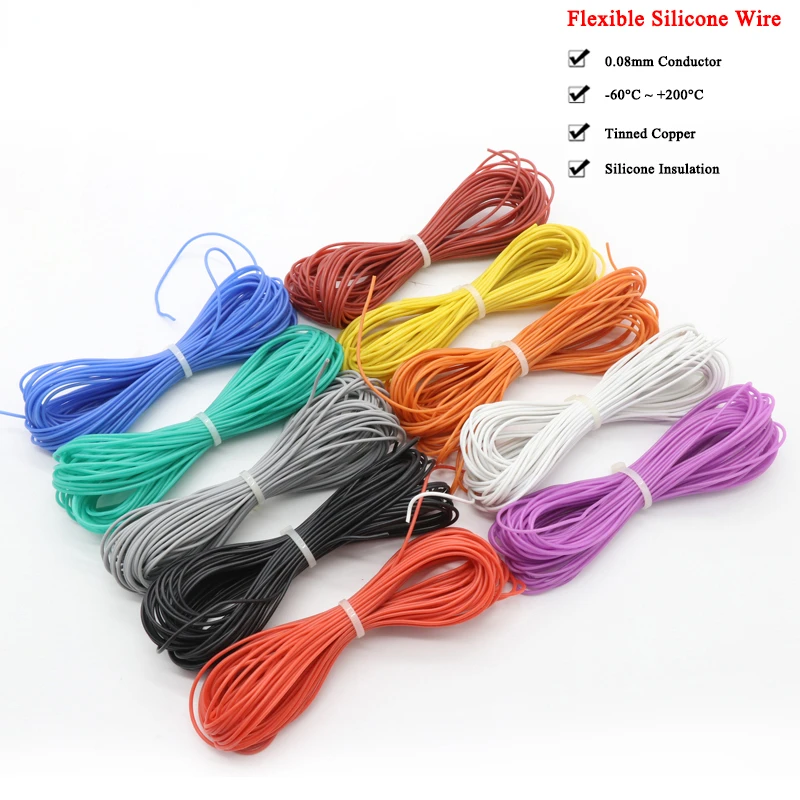 

1M/5M Heat-resistant cable 30 28 26 24 22 20 18 16 15 14 13 12 10 AWG Ultra Soft Silicone Wire High Temperature Flexible Copper