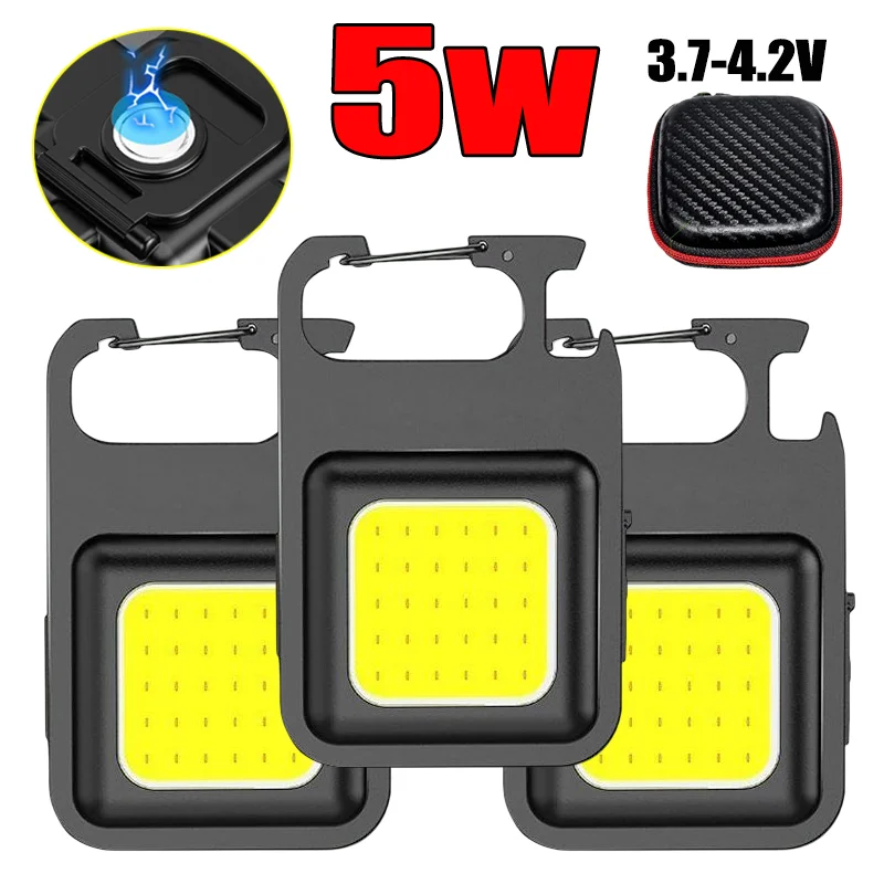 

New Mini LED Keychain Light for Car Repairing Work Light USB Rechargeable Outdoor Camping Hiking COB Flashlight Lamp