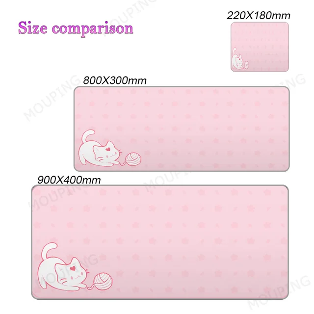 Kawaii Cat Mouse Pad Pink 90x40 Black and White with Cats Xxl Desk Mat Catpaw Mousepad Large Computer Slipmat Anime Accessories 21