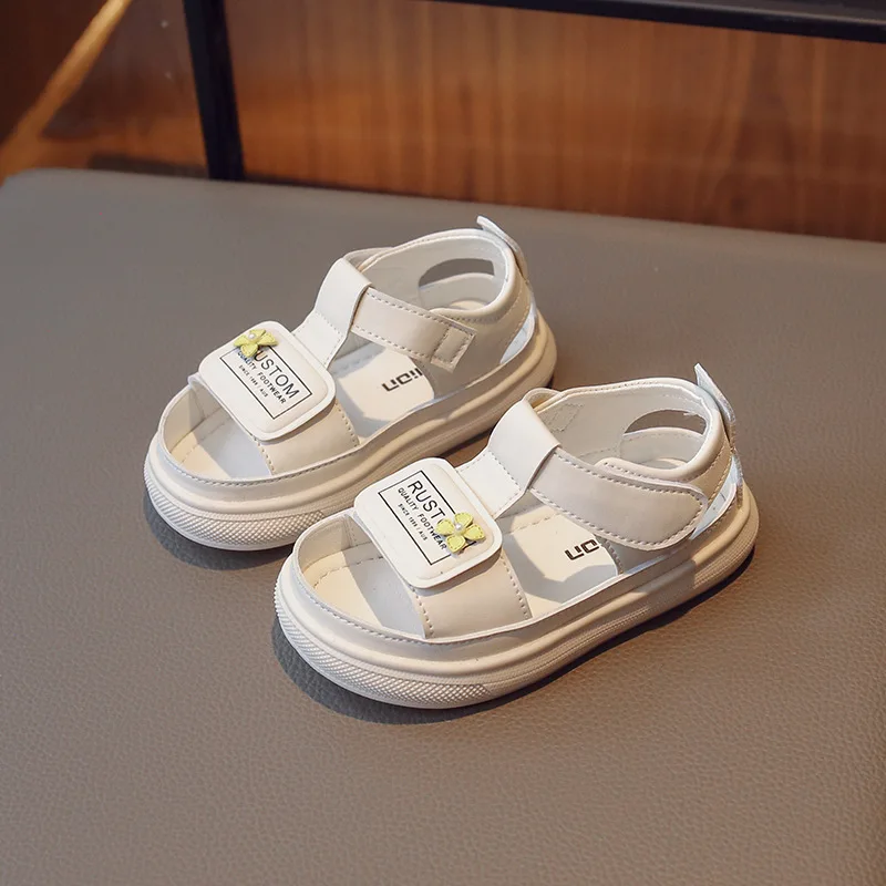 

Сандалии Детские с цветочным принтом, милые босоножки с защитой от кикка, Повседневная дышащая мягкая обувь для девочек, размеры 23-34