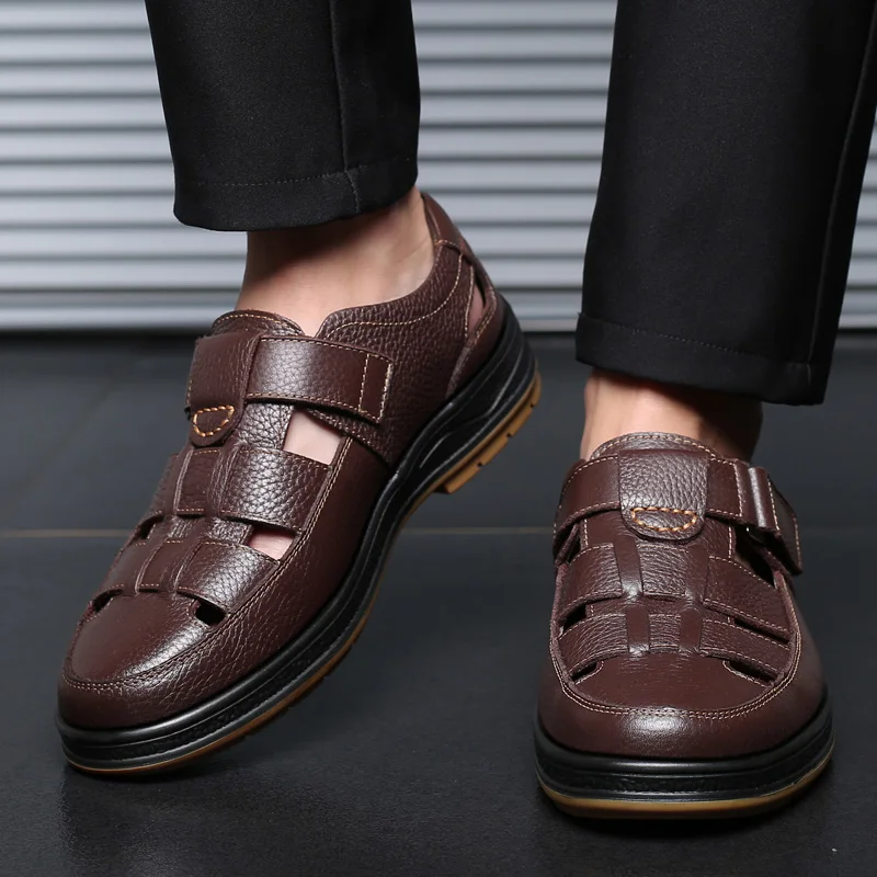 صيف جديد الراحة الرجال الصنادل جلد طبيعي الأعمال ح...