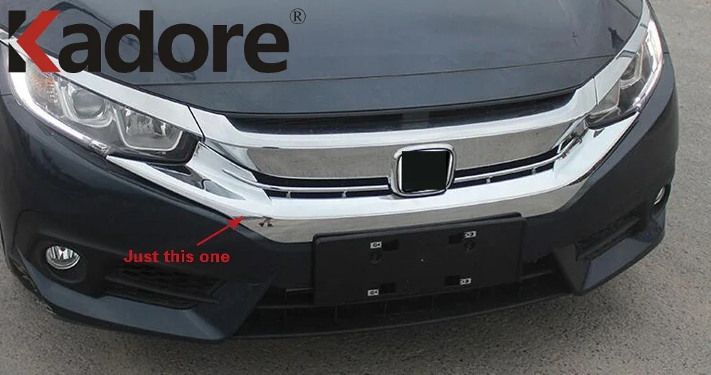 Front Center Grille Cover Trim For Honda Civic Sedan 2016 2017 2018 2019 Chrome Car Racing Grills Molding Strip Accessories 3 Front Center Grille Cover Trim For Honda Civic Sedan 2016 2017 2018 2019 Chrome Car Racing Grills Molding Strip Accessories 3