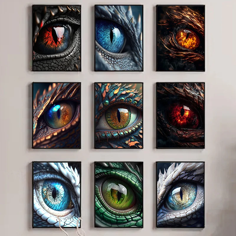 Dragon Eyes Painting Canvas Poster Beautiful Aurora Color Animal Eye Wall Art Pictures For Living Room Bedroom Modern Home Decor